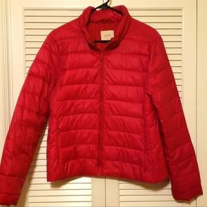 LOFT PUFFER COAT, DEEP PINK, SIZE LARGE